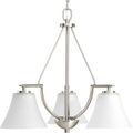 Product Image of Bravo 3 Light Brushed Nickel Etched Glass Modern Chandelier Light