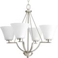 Product Image of Bravo 4 Light Brushed Nickel Etched Glass Modern Chandelier Light