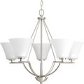 Product Image of Bravo 5 Light Brushed Nickel Etched Glass Modern Chandelier Light