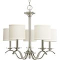 Product Image of Inspire 5 Light Brushed Nickel Off-White Linen Shade Traditional Chandelier Light