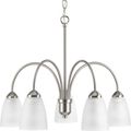 Product Image of Gather 5 Light Brushed Nickel Etched Glass Traditional Chandelier Light