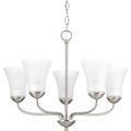 Product Image of Classic 5 Light Brushed Nickel Etched Glass Traditional Chandelier Light