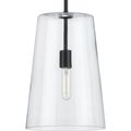 Product Image of Clarion 1 Light Black Clear Glass Transitional Pendant