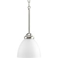 Product Image of Heart 1 Light Brushed Nickel Etched Glass Traditional Mini-Pendant Light