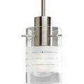Product Image of Modern Pendant 1 Light Brushed Nickel Clear And Etched Glass Mini-Pendant Light