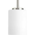 Product Image of Replay 1 Light Brushed Nickel Etched White Glass Modern Mini-Pendant Light