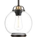 Product Image of Chronicle 1 Light Antique Bronze Clear Seeded White Opal Glass Coastal Mini-Pendant Light