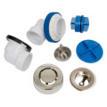 Product Image of True Blue PVC Half Kit w/ Push n' Pull Stopper, Test Kit & Finished Drain Spud (Brushed Nickel)