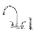 Product Image of Pfirst Two Handle High Arc Kitchen Faucet With Spray , G136-500S (Stainless Steel)
