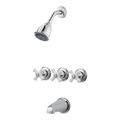 Product Image of 3-Handle Tub & Shower Trim Kit w/ Porcelain Cross Handles , LG01-8CPC (Polished Chrome)