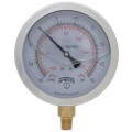 Product Image of 4" Stainless Steel Dual Scale Liquid Filled Gauge, 1/4" Bottom (30"Hg-0-30 PSI)