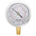 Product Image of 2-1/2" Stainless Steel Liquid Filled Gauge, 1/4" Bottom NPT w/ Brass Internals (30"Hg-0-30 PSI)