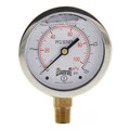 Product Image of 2-1/2" Stainless Steel Liquid Filled Gauge, 1/4" Bottom NPT w/ Brass Internals (0-15 PSI)