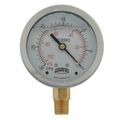 Product Image of 2-1/2" Stainless Steel Liquid Filled Gauge, 1/4" Bottom NPT w/ Brass Internals (30" Hg Vac/kPa)
