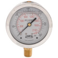 Product Image of 2-1/2" Stainless Steel Liquid Filled Gauge, 1/4" Bottom NPT w/ Brass Internals (0-300 PSI)