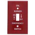 Product Image of Red Emergency Oil Burner Cover Plate w/ white text (4.5" x 2.75")