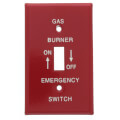 Product Image of Red Emergency Gas Burner Cover Plate w/ white text (4-1/4" x 2-11/32")