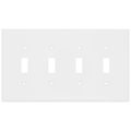 Product Image of 4-Gang Toggle Wall Plate, Mid-Size, Polycarbonate - White
