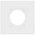 Product Image of 2-Gang 2.15" Dia. Single Receptacle Wall Plate, Mid-Size, Polycarbonate - White
