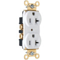 Product Image of Heavy-Duty Spec Grade Duplex Receptacle, 20A, 2 Pole, Back & Side Wire, NEMA 5-20R - White (125V)