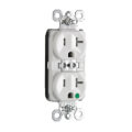 Product Image of PlugTail Tamper-Resist Hospital Grade Duplex Receptacle w/ Back/Side Wire, 2P, 20A, NEMA 5-20R - White (125V)
