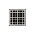 Product Image of 4" x 4" QD 4 Complete Kit w/ Squares Pattern Decorative Plate w/ PVC Drain Body, 2" Outlet (Satin Stainless)