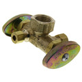Product Image of 1/2" FIP x 3/8" OD Compression x 1/4" OD Compression Dual Angle Supply Stop, Lead Free (Rough Brass)