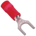 Product Image of #10 Bolt Hole Nylon Insulated Copper Fork Terminal, 22-16 AWG (Red)