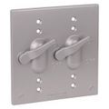 Product Image of 2 Gang Weatherproof Receptacle Cover, Silver, Aluminum, One Switch and One Duplex Receptacle, 2CCT
