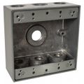 Product Image of 2 Gang Universal Weatherproof Box, 30.3 Cubic Inches, Hub Size 1/2", Silver, Aluminum, 7 Outlets, 2IH7-1