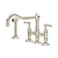 Product Image of Acqui Deck Mount Column Spout 3 Leg Bridge Kitchen Faucet w/ Sidespray, Lever Handles (Polished Nickel)