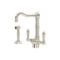 Product Image of Acqui Single Hole Column Spout Kitchen Faucet w/ Side Spray, Metal Lever Handle (Polished Nickel)