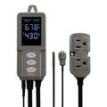 Product Image of WiFi Enabled Temperature and Humidity Controller, w/ Single Stages, Heat/Cool, SPST, 2 Output Sockets and 2 Submersible Probes, 100-240v