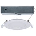 Product Image of 8/12W LED Direct Wire Downlight, 27K/3K/35K/4K/5K CCT, Remote Driver, 4", Round, Flat Face, White Finish, 120-277V, Dual Dimming