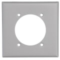 Product Image of 2-Gang 2.465" Dia. Power Receptacle Wall Plate, Flush Mount, Steel w/ Aluminum Finish