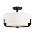 Product Image of Frankie 3 Light Semi-Flush Aged Bronze Finish w/ White Glass