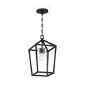 Product Image of Hopewell 1 Light Hanging Lantern Matte Black Finish w/ Clear Seeded Glass