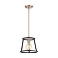 Product Image of Chassis 1 Light Mini Pendant Fixture Copper Brushed Brass Finish w/ Matte Black Frame