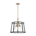 Product Image of Chassis 3 Light Pendant Fixture Copper Brushed Brass Finish w/ Matte Black Frame