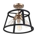 Product Image of Chassis 3 Light Semi-Flush Mount Fixture Copper Brushed Brass Finish w/ Matte Black Frame