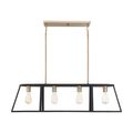 Product Image of Chassis 4 Light Island Pendant Fixture Copper Brushed Brass Finish w/ Matte Black Frame