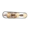 Product Image of Chassis 3 Light Vanity Copper Brushed Brass Finish w/ Matte Black Frame