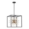 Product Image of Spirefly 6 Light Pendant Fixture Matte Black and Burnished Brass Finish