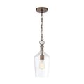 Product Image of Hartley 1 Light Pendant Fixture Antique Copper Finish w/ Clear Glass