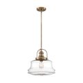 Product Image of Basel 1 Light Pendant Fixture Burnished Brass Finish w/ Clear Glass