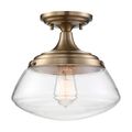 Product Image of Kew 1 Light Semi-Flush Fixture Burnished Brass Finish w/ Clear Glass