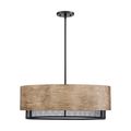 Product Image of Barrique 5 Light Pendant Fixture Black w/ Honey Wood Finish