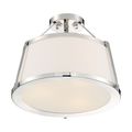 Product Image of Cutty 3 Light Semi-Flush Fixture Polished Nickel Finish w/ White Fabric Shade
