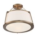 Product Image of Cutty 3 Light Semi-Flush Fixture Burnished Brass Finish w/ White Fabric Shade
