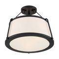 Product Image of Cutty 3 Light Semi-Flush Fixture Matte Black Finish w/ White Fabric Shade
